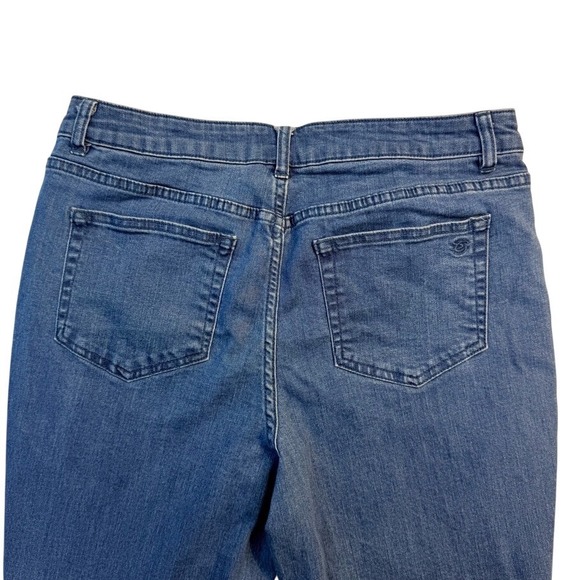 Susan Graver Capri Jeans 10P Slim Fit Ankle Cropped Eyelet Hem Blue Denim - Picture 5 of 14